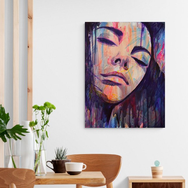 Affiche Feminine Abstrait Violet Femme Scribble Art Imprim (Créateur téléchargé)