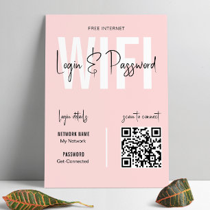 Affiche Feminine Blush Pink WIFI Password Scan QR Code