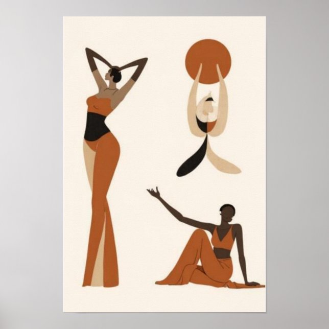Affiche Feminine Flow | Figure de femme abstraite moderne  (Devant)