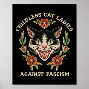 Affiche Feminist Funny Cat Lady Against Fascism 2024
