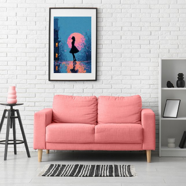 Affiche Femme à la Lune Rose Impressionniste Bubble Gum Bu (Créateur téléchargé)