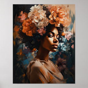 Affiche Femme à l'affiche d'art d'impression de tête de fl