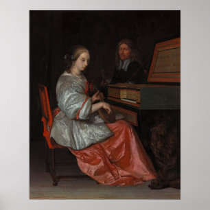 Affiche Femme à Virginal avec Cittern — Vieux Maître