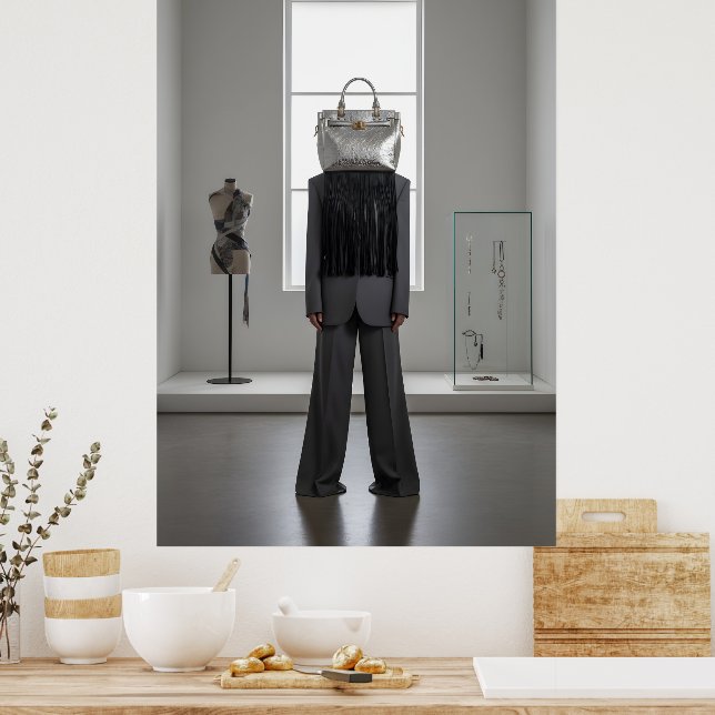 Affiche Femme abstraite avec sac sur la tête (Cuisine)
