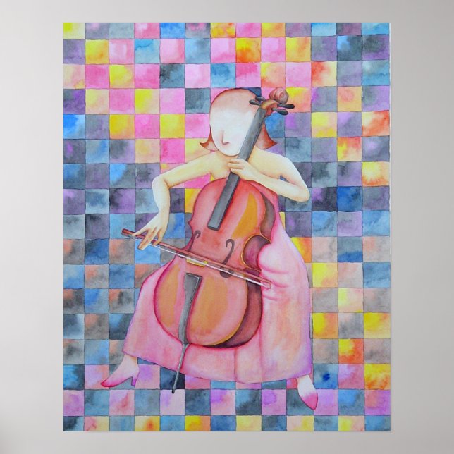 Affiche Femme Abstraite Cello (Devant)