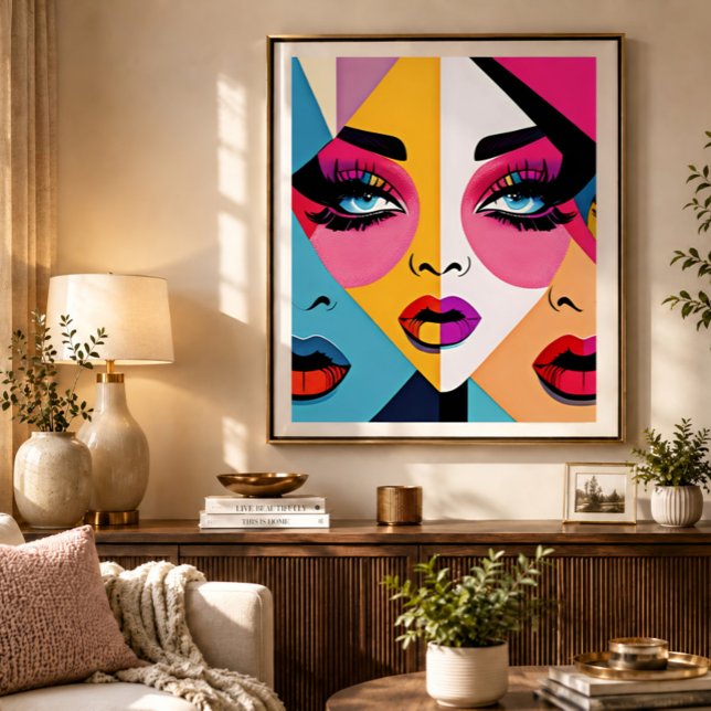 Affiche Femme Abstraite Colorée Belle Pop Art (Créateur téléchargé)