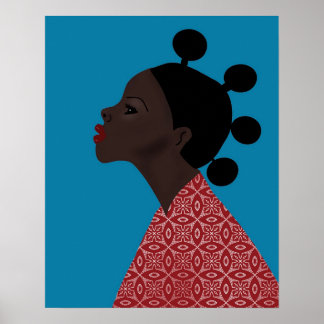 Affiche Femme africaine Bantu coiffeuse