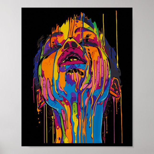 Affiche Femme africaine cool visage peint couleur afro Jun (Devant)