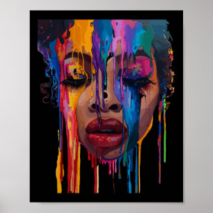 Affiche Femme africaine cool visage peint couleur afro Jun