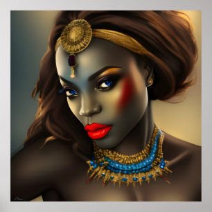 Affiche Femme africaine exotique époustouflante tête de bi