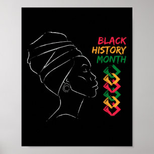 Affiche Femme Afro Mois de l'histoire des Noirs Couleur Ho