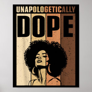 Affiche Femme Afro sans s'excuser Noir Filles fortes Vin