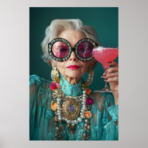 Affiche Femme Âgée Glamour audacieuse mode de luxe