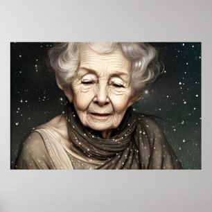 Affiche Femme âgée incroyablement belle, art numérique