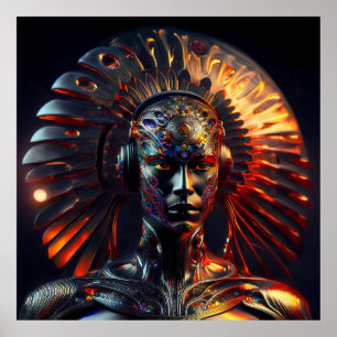 Affiche Femme Alien Avec Coiffure En Métal