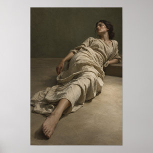Affiche Femme allongée dans une robe neutre fluide Figurat