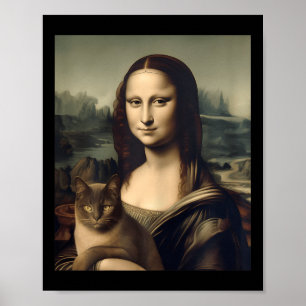 Affiche Femme Amoureux des chats Mona Lisa Cat Kitten