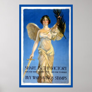 Affiche Femme ange patriotique vintage, achetez des bons d
