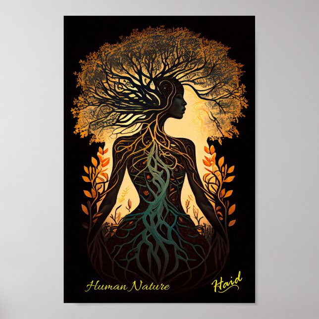 Affiche Femme Arbre Nature - Gen AI (Devant)