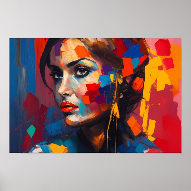 Affiche - Femme Arc-en-Ciel Abstrait  (Devant)