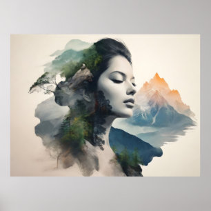 Affiche Femme art double exposition