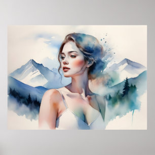 Affiche Femme art double exposition