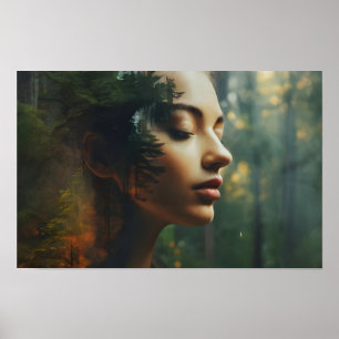 Affiche Femme art double exposition