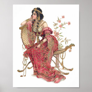 Affiche Femme Art Nouveau Exotique en Costume Orné