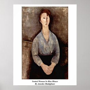 Affiche Femme assise dans le chemisier bleu par Amedeo