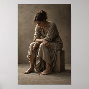 Affiche Femme assise en robe drapée neutre Figuratif Wa