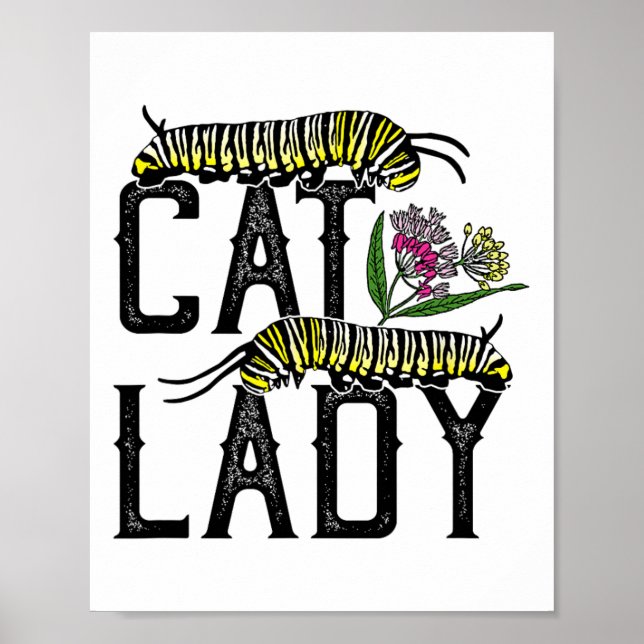 Affiche Femme au chat - Funny Monarch Butterfly (Devant)