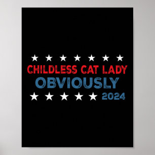 Affiche Femme au chat sans enfants Évidemment drôle 2024