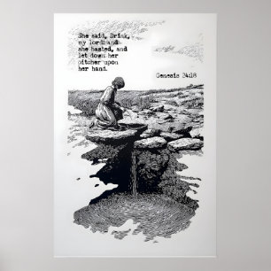 Affiche Femme au Puits Art Imprimé Genèse 24 18