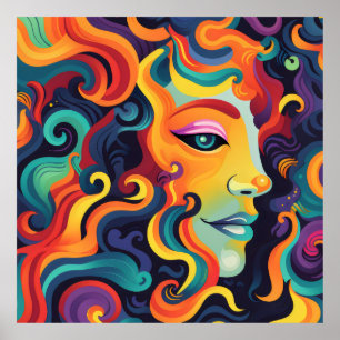 Affiche Femme audacieuse tournoyant des expressions et des