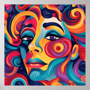 Affiche Femme audacieuse tournoyant des expressions et des