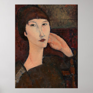 Affiche Femme aux cheveux à frange par Amedeo Modigliani
