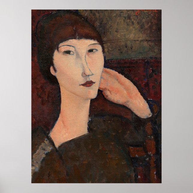 Affiche Femme aux cheveux à frange par Amedeo Modigliani (Devant)