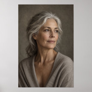 Affiche Femme aux cheveux argentés dans un portrait mural