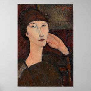 Affiche Femme aux cheveux Bangs par Amedeo Modigliani