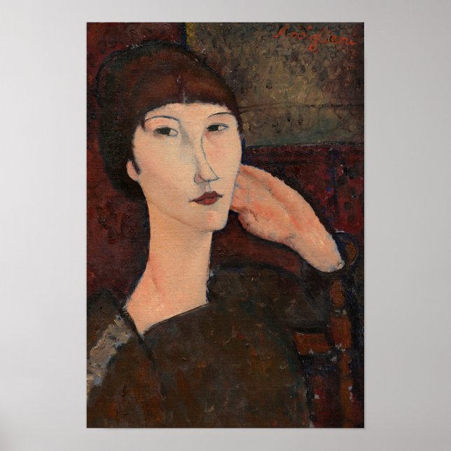 Affiche Femme aux cheveux Bangs par Amedeo Modigliani (Devant)