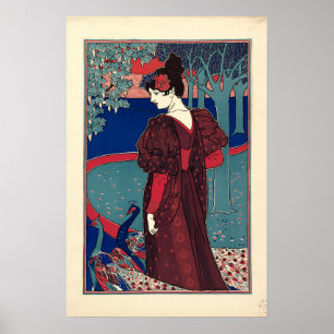 Affiche Femme aux paons 1897 par Louis Rhead