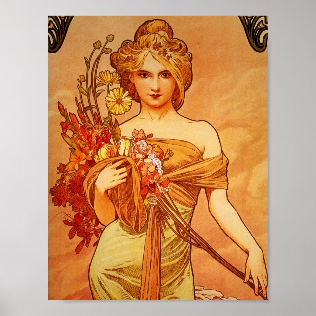 Affiche Femme avec Bouquet orange (Devant)