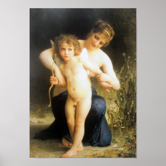 Affiche Femme avec Cupidon, Bouguereau (Devant)