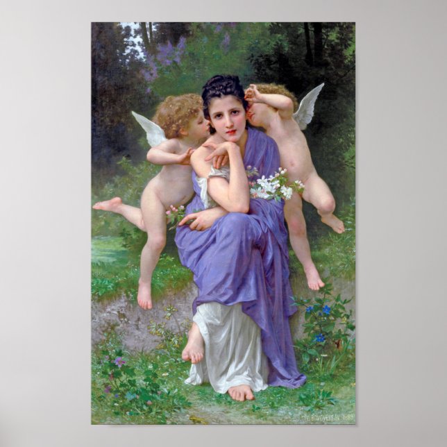 Affiche Femme avec Cupidon, Bouguereau (Devant)
