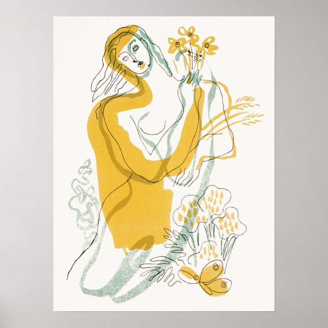 Affiche Femme avec des fleurs (Devant)