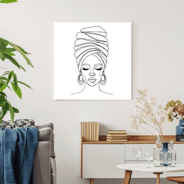 Affiche Femme avec foulard, dessin au trait (Créateur téléchargé)