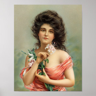 Affiche Femme avec Lily Louis Prang & Co.
