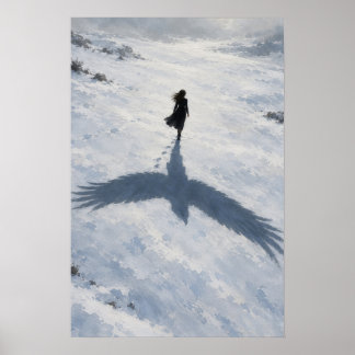 Affiche Femme avec ombre d'oiseau Art surréaliste