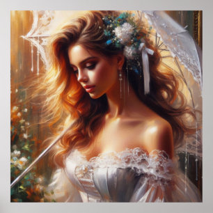 Affiche Femme avec parapluie