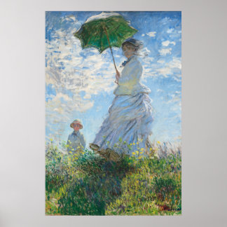 Affiche Femme avec Parasol, Madame Monet et Son Fils